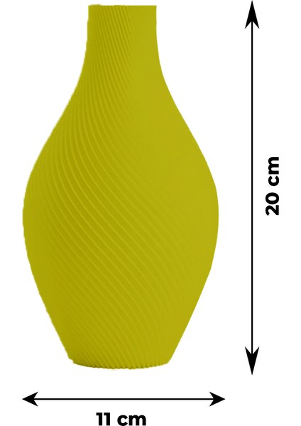 Sarı Spiral Tasarımlı Zarif Dekoratif Vazo