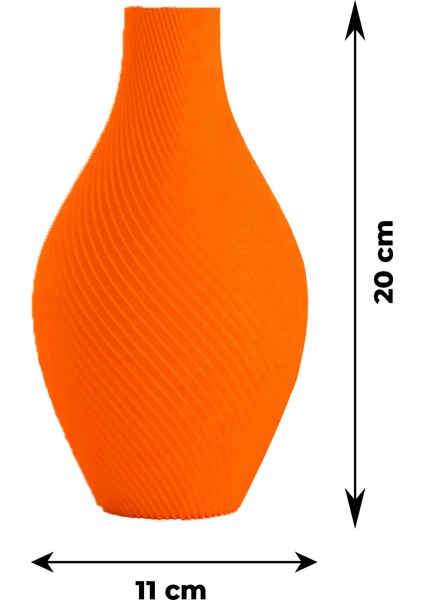 Turuncu Spiral Tasarımlı Zarif Dekoratif Vazo