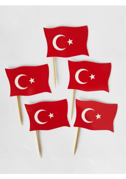 30 Adet Dekoratif Karton Ay Yıldız Baskılı Pasta Kürdanı 6,5 cm fiyatları