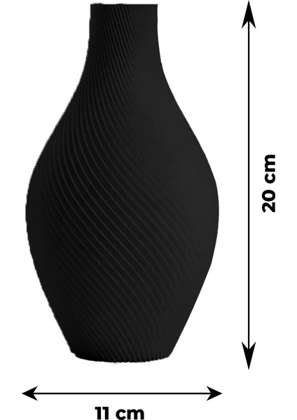 Siyah Spiral Tasarımlı Zarif Dekoratif Vazo