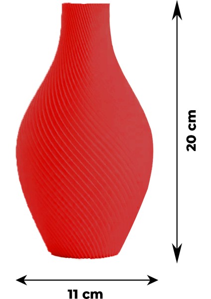 Kırmızı Spiral Tasarımlı Zarif Dekoratif Vazo