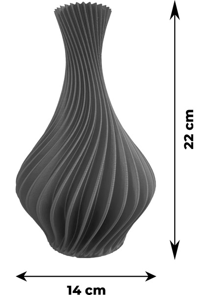 Gri Spiral Tasarımlı Dekoratif Vazo