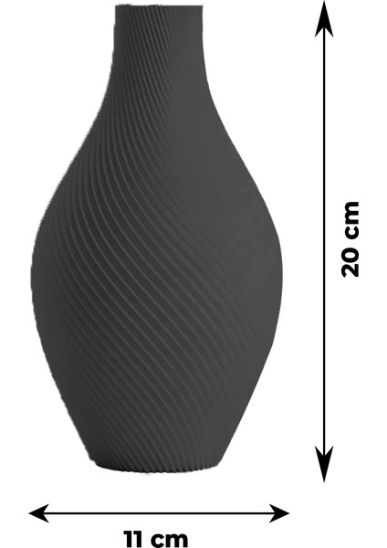 Gri Spiral Tasarımlı Zarif Dekoratif Vazo