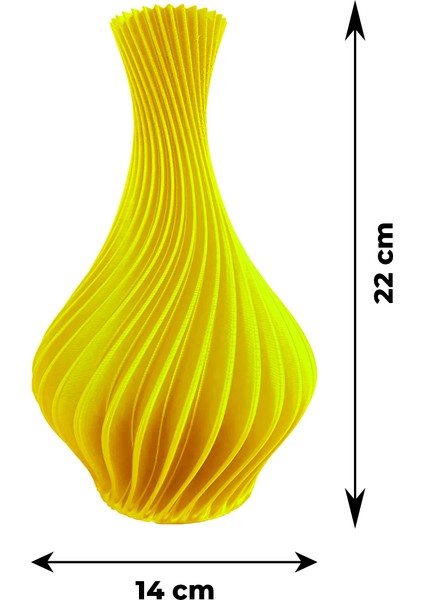 Sarı Spiral Tasarımlı Dekoratif Vazo