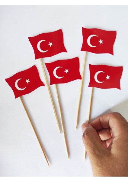 Beyhan Bayhan 15 cm Uzun Kürdan - 30 Adet Dekoratif Karton Ay Yıldız Baskılı Pasta Kürdanı modelleri