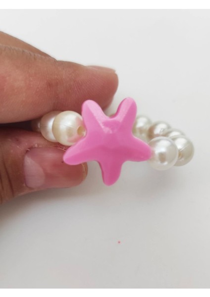 Beyhan Bayhan 12 Adet Dekoratif Krem Incili Pembe Deniz Yıldızı Boncuk Halka 4 cm - Peçete Yüzüğü Peçete Halkası fırsatları