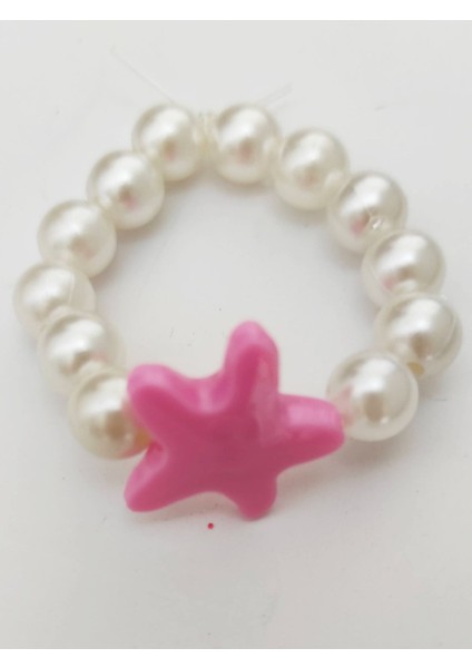 Beyhan Bayhan 12 Adet Dekoratif Krem Incili Pembe Deniz Yıldızı Boncuk Halka 4 cm - Peçete Yüzüğü Peçete Halkası indirimleri