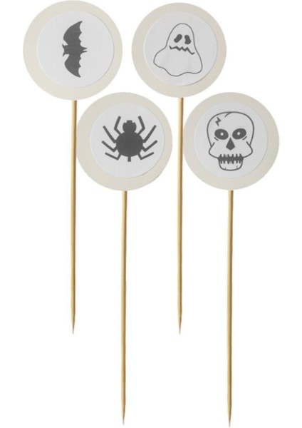 15 cm Uzun Kürdan - 20 Adet Cadılar Bayramı Karışık Baskılı Kürdan - Hallowen Cadılar Bayramı