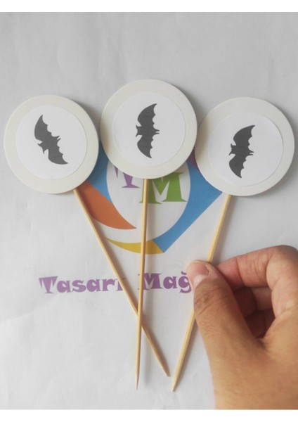 15 cm Uzun Kürdan - 20 Adet Cadılar Bayramı Karışık Baskılı Kürdan - Hallowen Cadılar Bayramı indirimleri