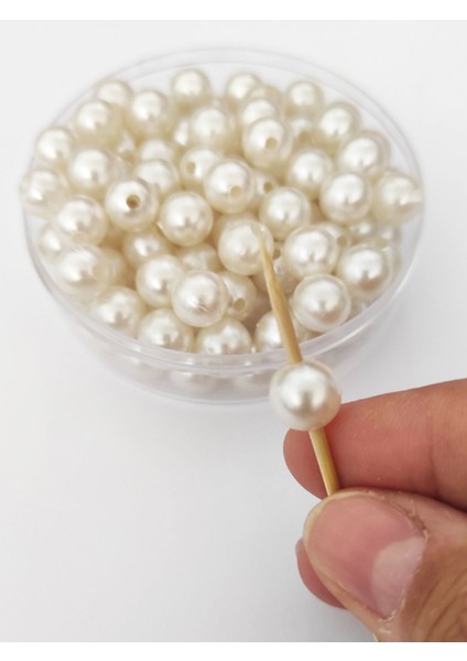 1000 Gram - 1 Kilo - 10 mm - Dekoratif Krem Delikli Inci Boncuk - Plastik Inci fiyatları