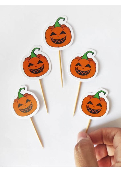 Beyhan Bayhan 30 Adet Dekoratif Karton Bal Kabağı Pasta Kürdanı Turuncu - Hallowen Cadılar Bayramı Kürdanı