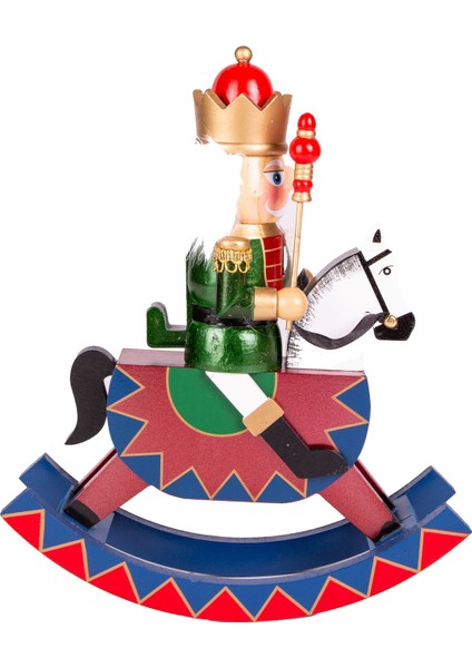 Yılbaşı Süsü Kurşun Asker Taçlı Fındıkkıran Sallanan At Kırmızı-Yeşil modelleri