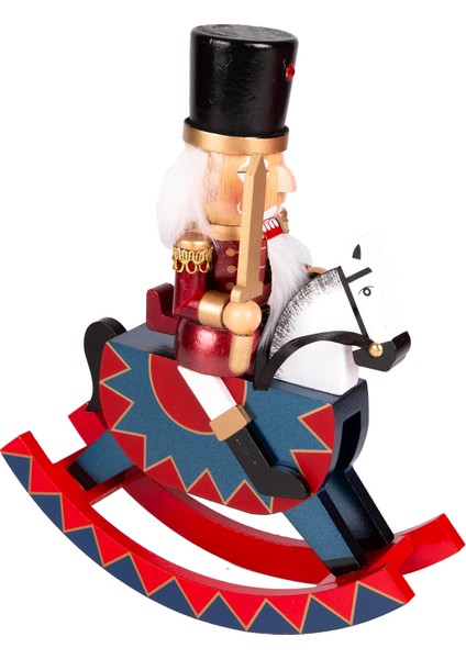 Yılbaşı Süsü Kurşun Asker Kılıçlı Fındıkkıran Sallanan At Bordo-Kırmızı