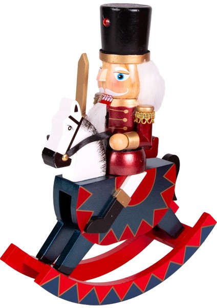 Yılbaşı Süsü Kurşun Asker Kılıçlı Fındıkkıran Sallanan At Bordo-Kırmızı fiyatları