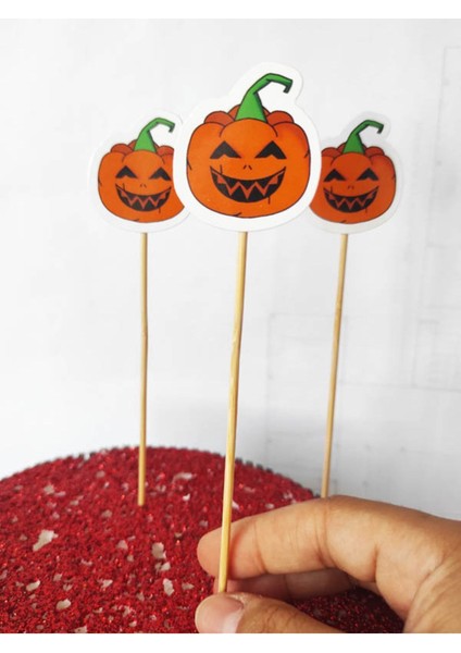 15 cm Uzun Kürdan - 30 Adet Karton Bal Kabağı Kürdanı Turuncu - Hallowen Cadılar Bayramı Kürdanı