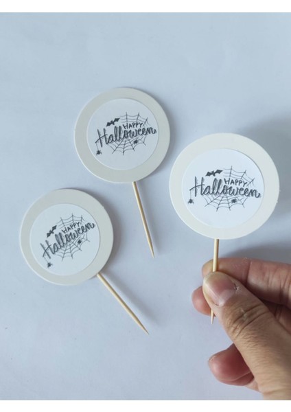 20 Adet Happy Hallowen Baskılı Kürdan 6 cm - Hallowen Cadılar Bayramı