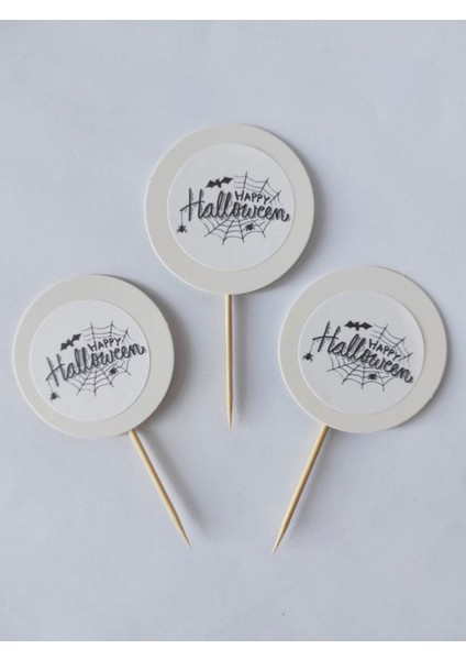 20 Adet Happy Hallowen Baskılı Kürdan 6 cm - Hallowen Cadılar Bayramı modelleri