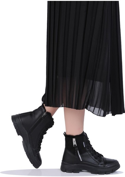 Mp 242-2246ZN Kadın Kürklü Kışlık Düz Bot