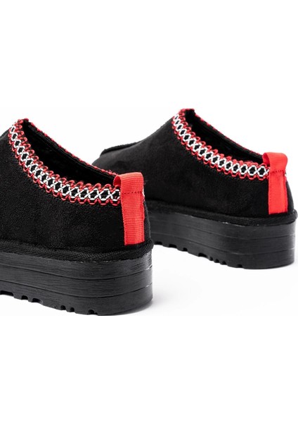 NDR-2888 Siyah Süet Içi Kürklü Kışlık Kapalı Burun Kadın Günlük Terlik modelleri