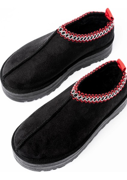 NDR-2888 Siyah Süet Içi Kürklü Kışlık Kapalı Burun Kadın Günlük Terlik indirimleri