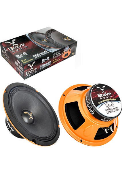 Br-8 Oto Midrange 20Cm 200 Watt 2 Adet