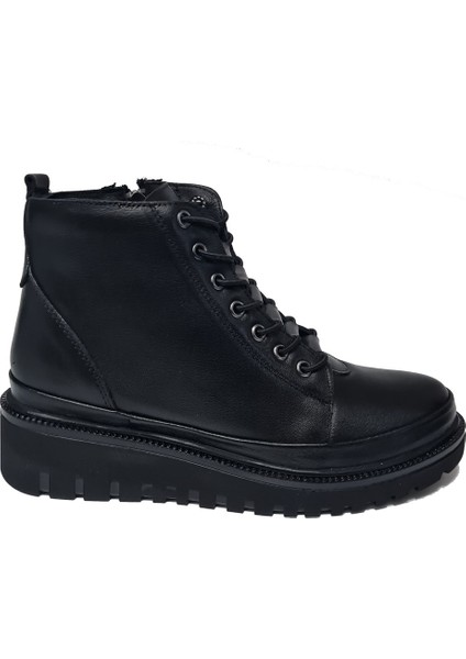 Kadın Kapalı Bağcıklı Dolgu Topuklu Deri Bot 7685-1 fiyatları