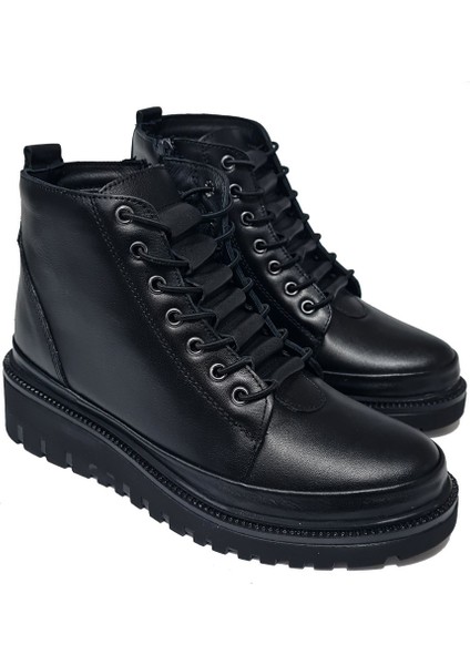 Kadın Kapalı Bağcıklı Dolgu Topuklu Deri Bot 7685-1 modelleri