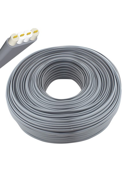 Powermaster Gri 4 Lü Flat Köken Telefon Hat Kablosu 100 Metre