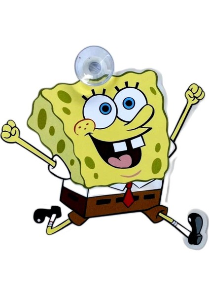 Sünger Bob Cam Süsü Vantuzlu Pleksi Süs - Sünger Bob Pleksi