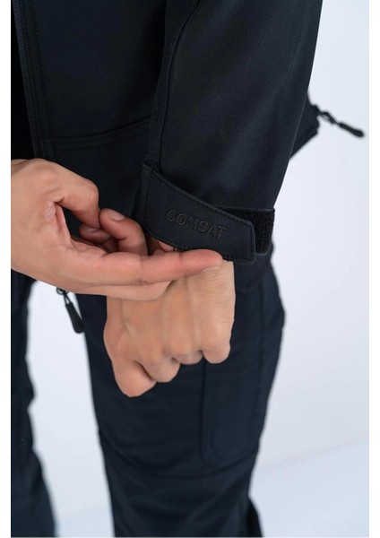 Outdoor Taktik Mont Spor Kapüşonlu Içi Astarlı Mont Mevsimlik Softshell Dik Yaka Mont - 307C