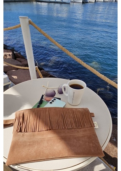 Süet Clutch Hand Bag