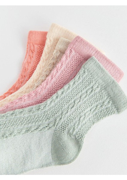 Kendinden Desenli Kız Bebek Soket Çorap 5'li modelleri