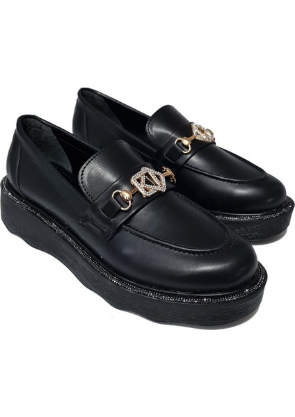 Kalın Taşlı Taban Taş Aksesuarlı Kadın Loafer Ayakkabı 8552604-Z modelleri