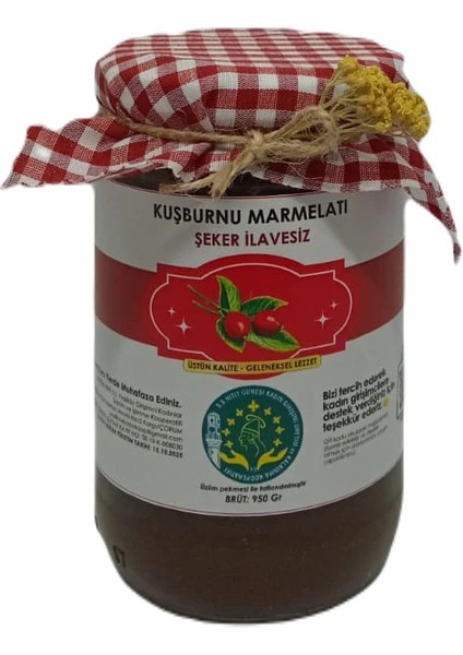 Şekersiz Kuşburnu Marmelatı (Brüt 950 Gr)