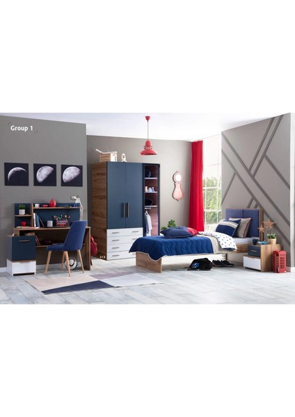 Bubu Home Orion Genç Odası Takımı ( Dolap+ Karyola+Komodin+Çalışma Masası)