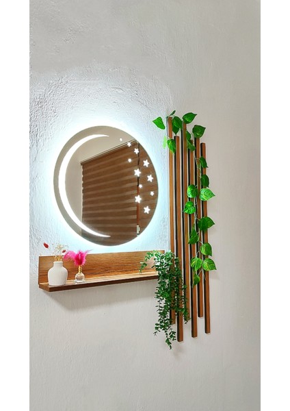 Kumlamalı Dekoratif Lavabo Banyo Aynası LED Işıklı Ay ve Yıldız Desenli Ayna