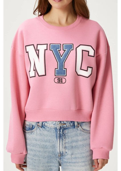 Kadın Cool Pembe Şardonlu  Sweatshirt