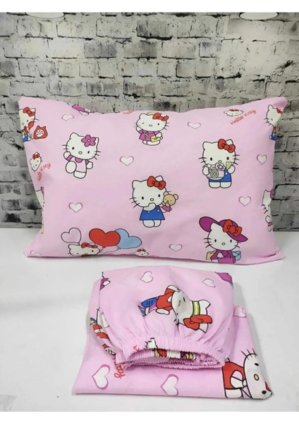 Hello Kitty Pamuklu Kumaş Lastikli Çarşaf Takımı