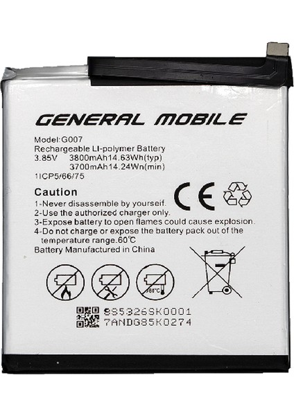 Genaral Mobile GM 9 PRO Batarya Pil Sıfır Orijinal