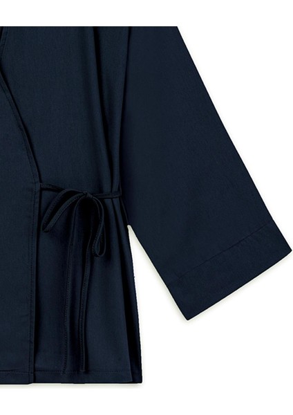 Bağlamalı Tencel Kimono Lacivert