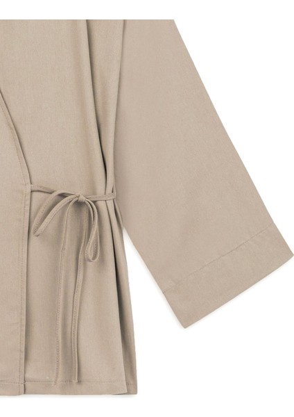 Bağlamalı Tencel Kimono Camel