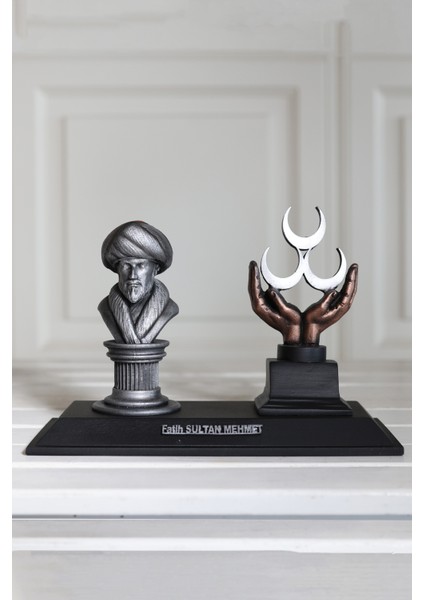 Fatih Sultan Mehmet Han 3 Hilal Dekoratif Biblo Gümüş