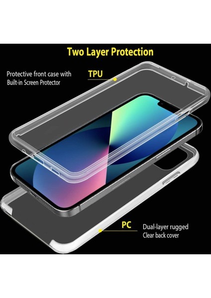 Apple iPhone 15 Pro Kılıf 360 Şeffaf Ön Arka Korumalı Şeffaf Silikon