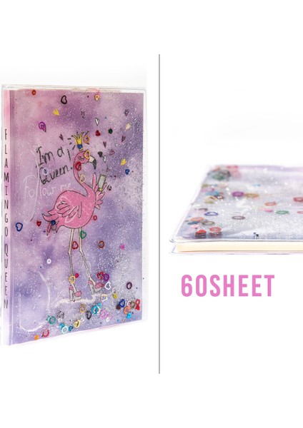 Flamingo Desenli Simli ve Sulu Kapaklı A5 Defter modelleri