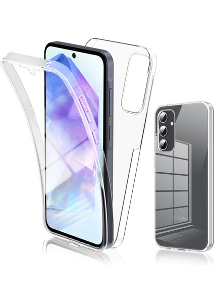 Samsung Galaxy A55 Kılıf 360 Şeffaf Ön Arka Korumalı Şeffaf Silikon