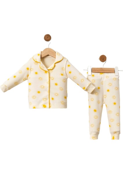 Güneş Desen Çıt Çıt Düğmeli Bebek Pijama Takımı