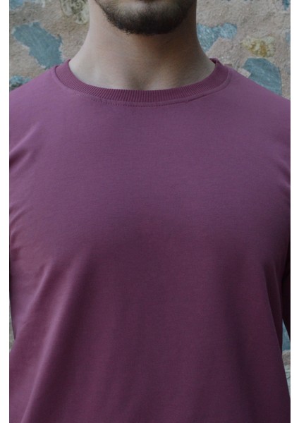 Gül Pembesi Unisex Bisiklet Yaka Regular Fit Düz Sweatshirt