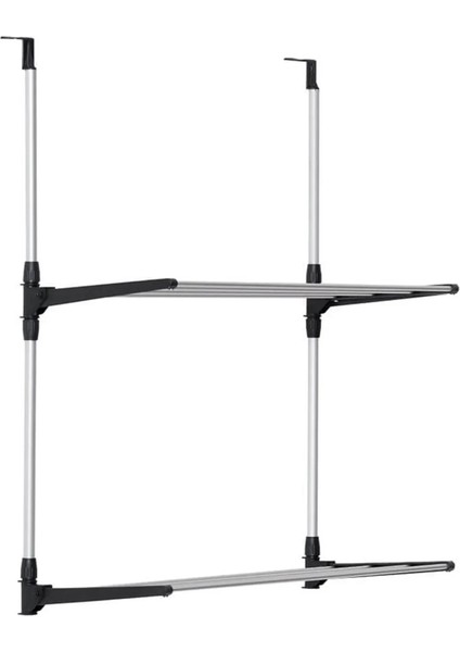 Banyo Lüks 2 Katlı Kapı Arkası Kurutma Askısı Kurutmalık Paslanmaz Askı Çamaşır Kıyafet Askısı 61CM