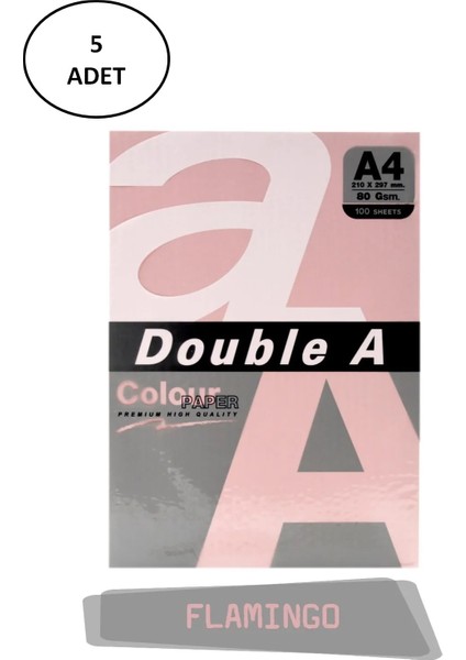 Renkli Fotokopi Kağıdı 5X100 Lü A4 80 gr Flamingo - YLT3020-3663