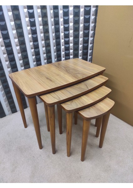 4 Lü Ahşap Mdf Zigon Sehpa ,mdf Dörtlü Ahşap Servis Sehpası ,salon Sehpası